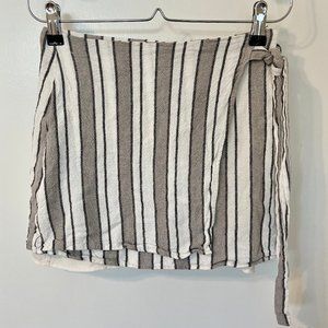 Striped Faux Wrap Skirt